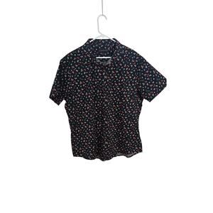 No Boundaries Mens Black Floral Button Up Size XL